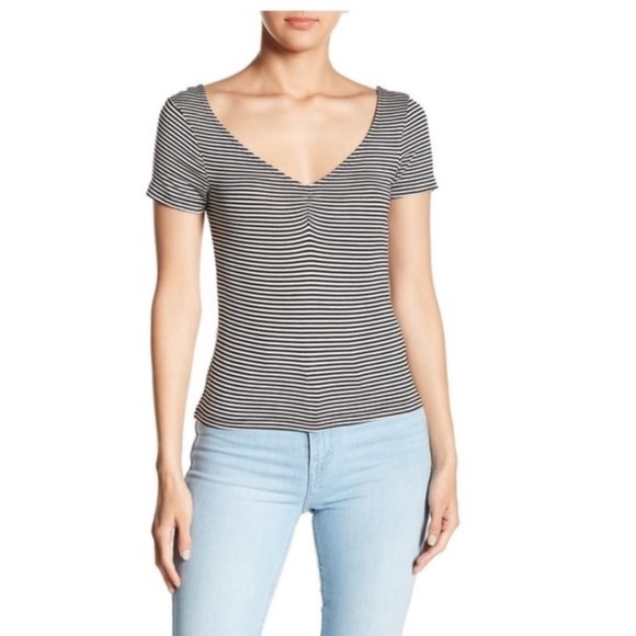 Ten Sixty Sherman Striped V-Neck Tee - Picture 1 of 6